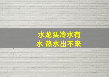 水龙头冷水有水 热水出不来